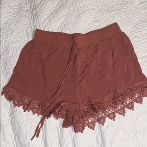 Dusty rose, poly rayon shorts